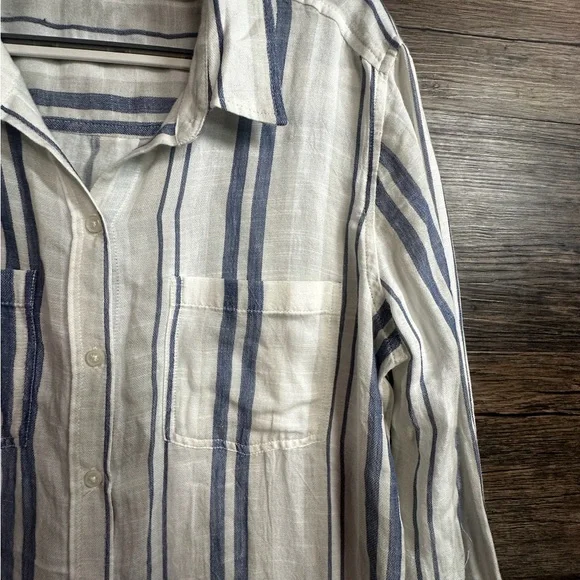Lucky Brand Blue and White Striped Button Down Shirt - Picture 5 of 9